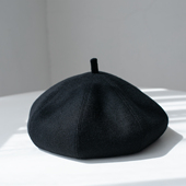 kloussy法式 黑复古羊毛八角帽大头围显脸小春秋冬贝雷画家帽子女