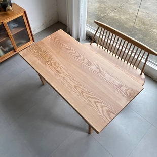 北美白蜡木实木大板桌茶台办公泡茶桌实木会议桌餐桌169 5.5厚