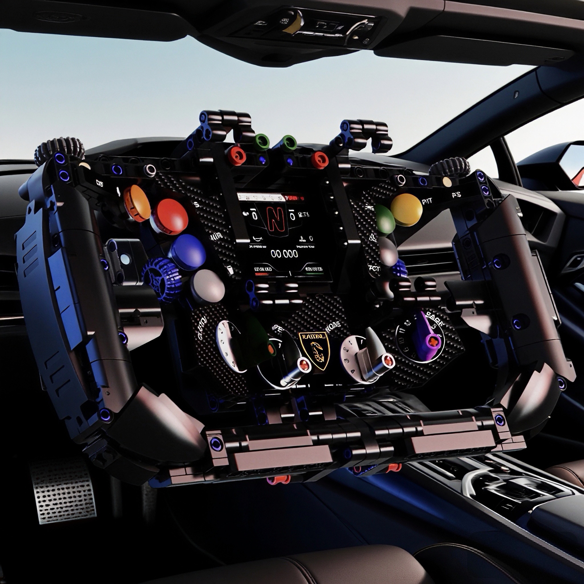 恺宇MOC兰博基尼跑车方向盘积木