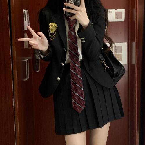 秋季百搭外套叠穿西装女学生套装