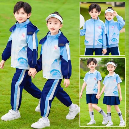 初中高教师小学生运动会冬季班服校服中国风蓝色冲锋衣春秋款统一