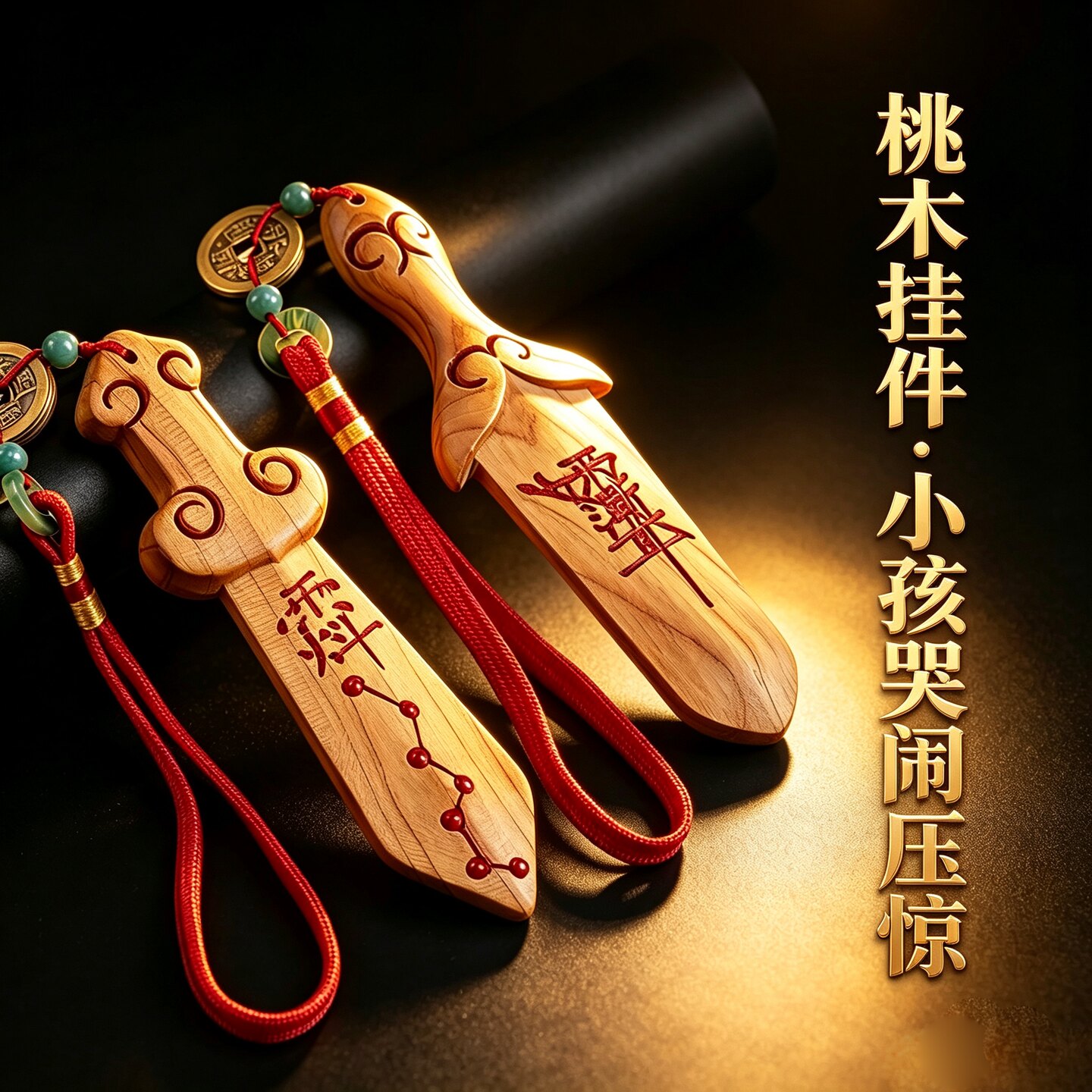 道家法器紫薇讳桃木挂件