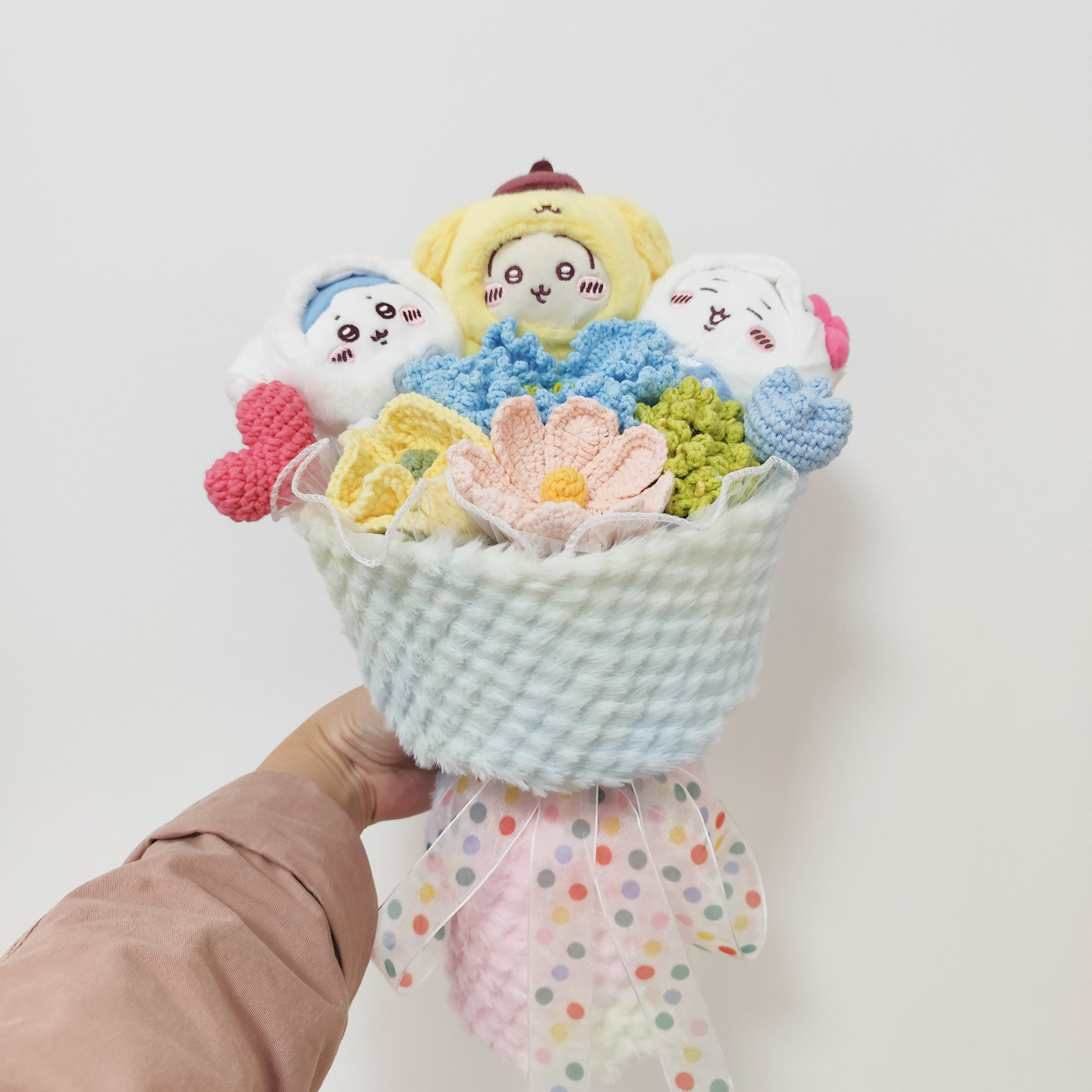 chiikawa吉伊小八乌萨奇玩偶花束编织花毛线花针织花节日生日礼物