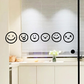 六个笑脸表情ins风贴纸 奶茶店玻璃门防撞腰线贴 创意镜子自拍贴