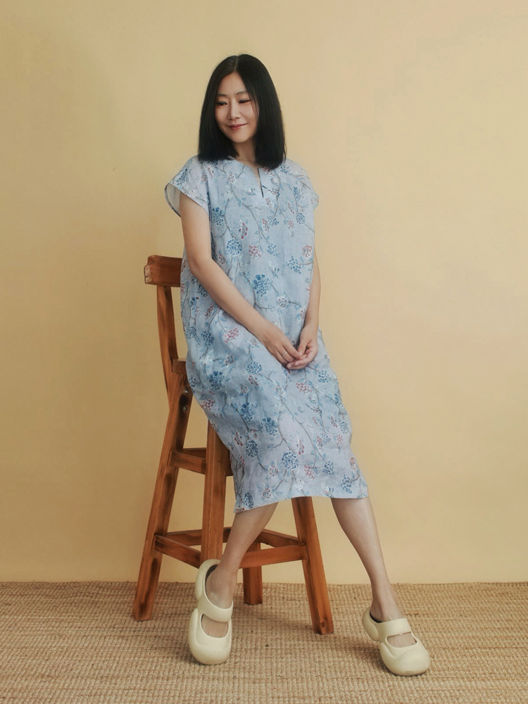 姜欢苎麻夏款宽松文艺清新