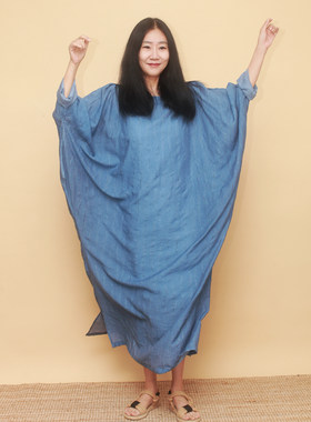森女连衣裙天丝纯色宽松漂亮