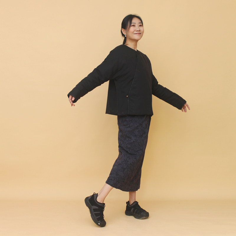 姜欢小棉袄天丝斜襟包边禅意
