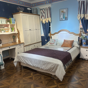 儿童套房家具全实木简约风格 儿童床衣柜书桌组合