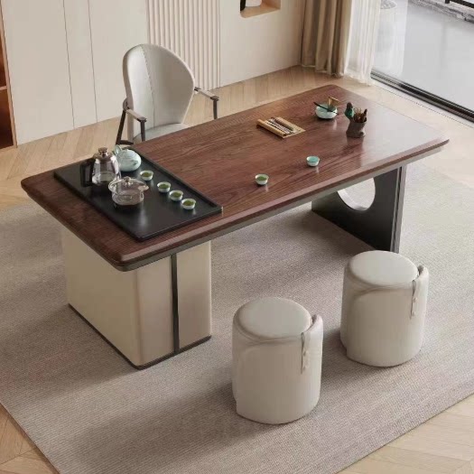 意式岩板茶桌椅组合多种尺寸现代简约轻奢泡茶桌办公室阳台家用