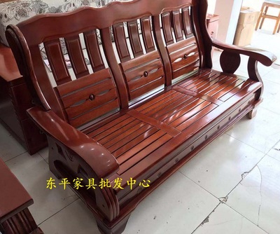 客厅组合老式三人五件套木质沙发