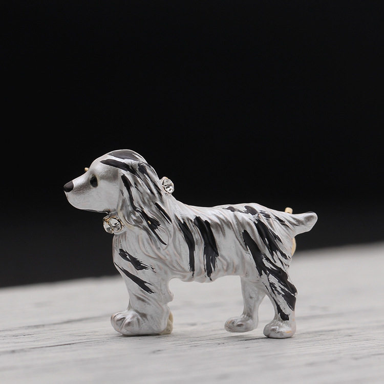 韩版韩式可爱黑白相间长毛狗胸针牧羊犬别针男女情侣同款胸花生肖