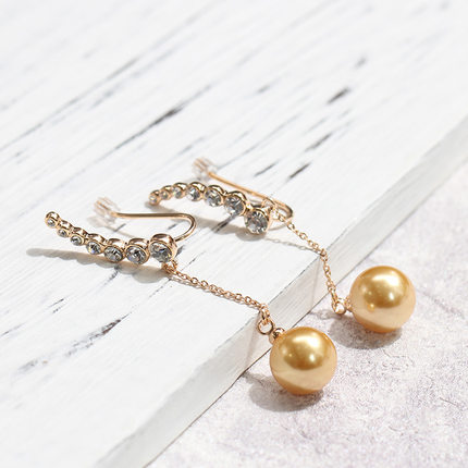 波西米亚风格新款韩版个性时尚人造珍珠耳钩女圆球金银色耳环饰品