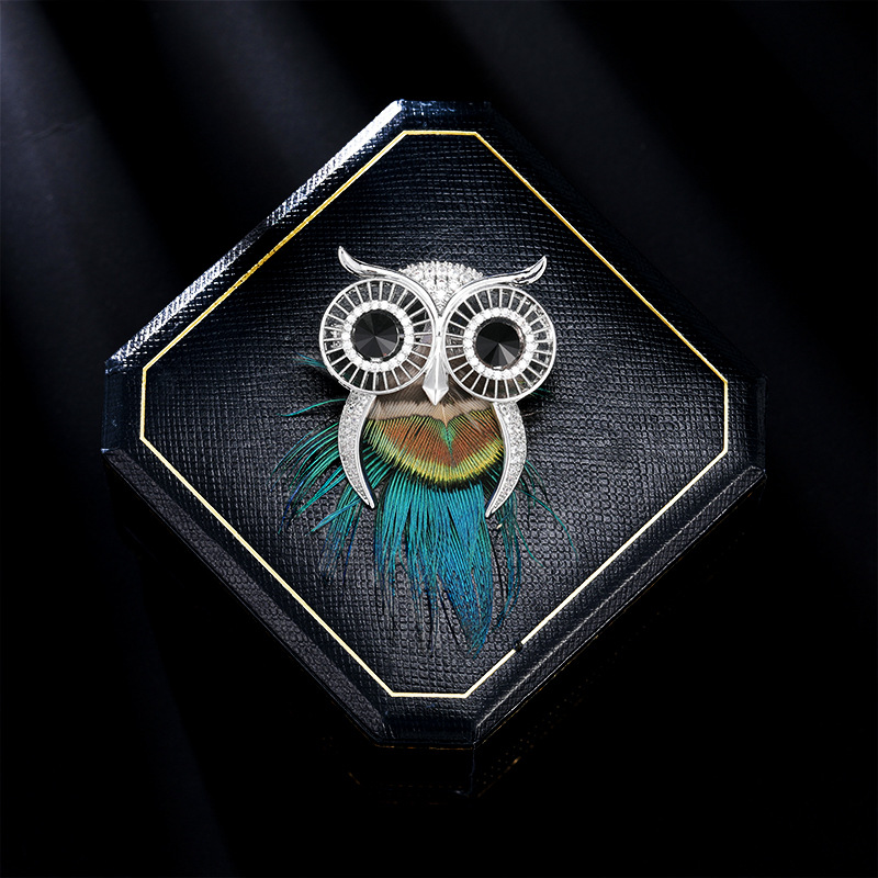 配饰胸针金色电镀滴油猫头鹰复古