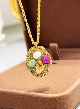 巴洛克中古风镀金不规则金属吊坠