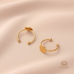 不锈钢平面戒托戒指空托可镶嵌diy饰品配件材料底托18k金保色戒指