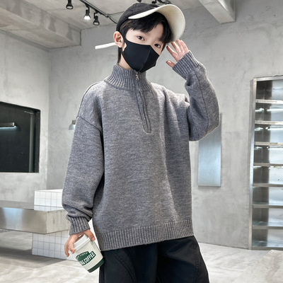 男童高领毛衣秋冬款2025新款大儿童装冬季加厚打底针织衫男孩冬装