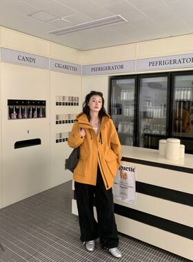 轩轩魅丽依族27-863大码女装冲锋衣中长款时尚连帽百搭显瘦外套女