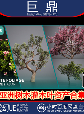 虚幻UE5.1+ Nanite Foliage Vol2 Asian 亚洲树木灌木叶资产合集