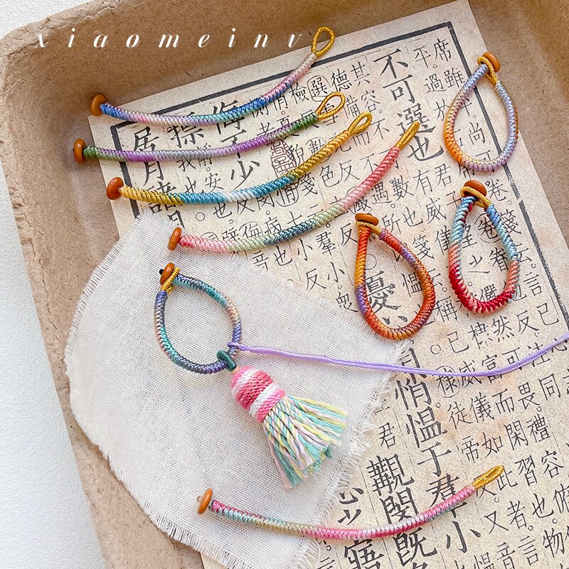 新中式文玩彩色渐变宋锦金刚结编织绳指环扣钥匙扣diy手工配件,饰品/流行首饰/时尚饰品新,其他DIY饰品配件,淘宝优惠券,粉丝福利购,淘宝优惠卷