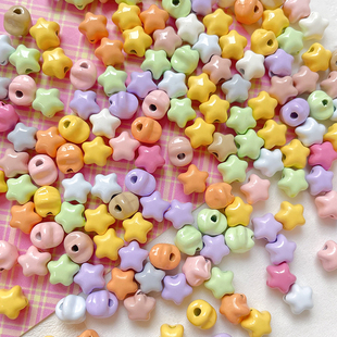 ins马卡龙色系胖星星合金珠子散珠diy手工手链项链串珠手机链材料