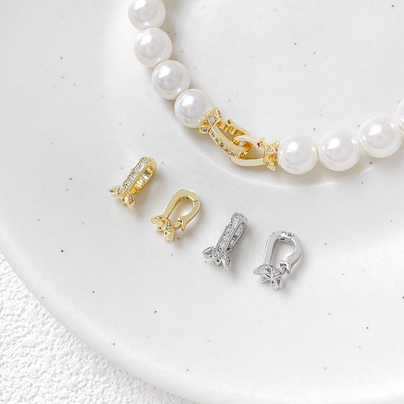 锆石莲花双扣铜包金饰品配件