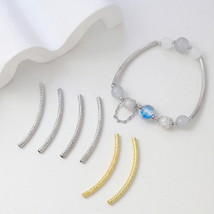 铜镀18K保色刻面切面螺纹弯管DIY手工饰品手链项链串珠配件材料