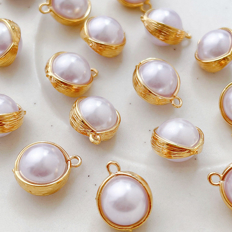 14k包金保色镀真金珍珠花苞吊坠diy手工饰品手链项链耳饰配件材料