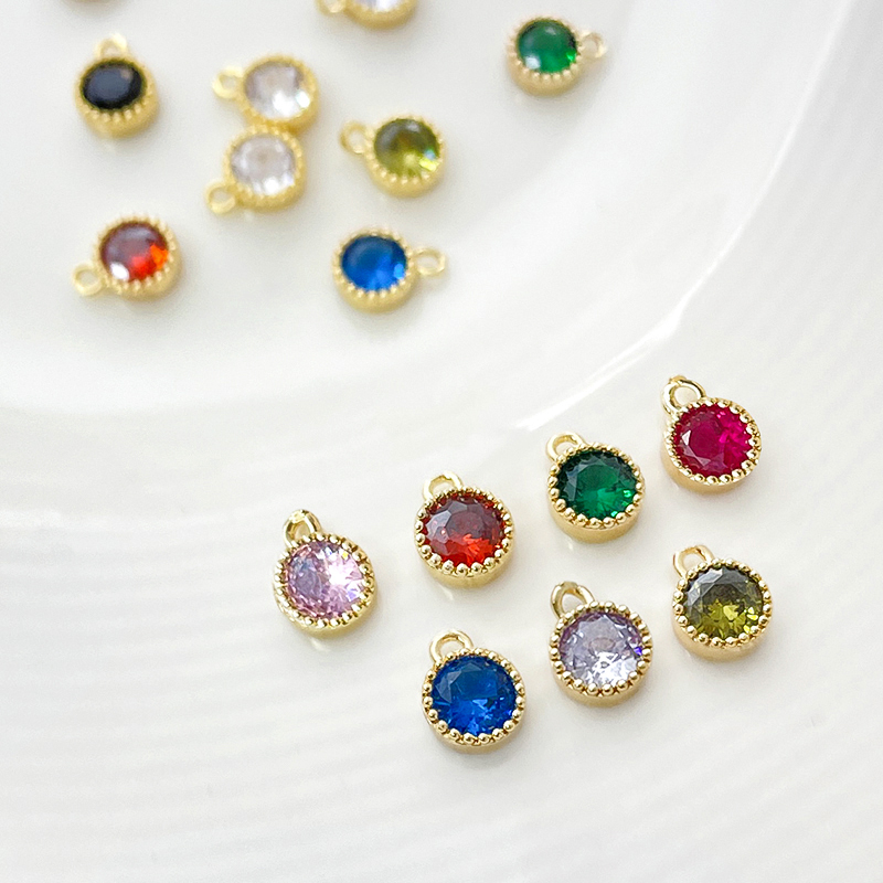 圆形锆石吊坠铜镶锆饰品配件