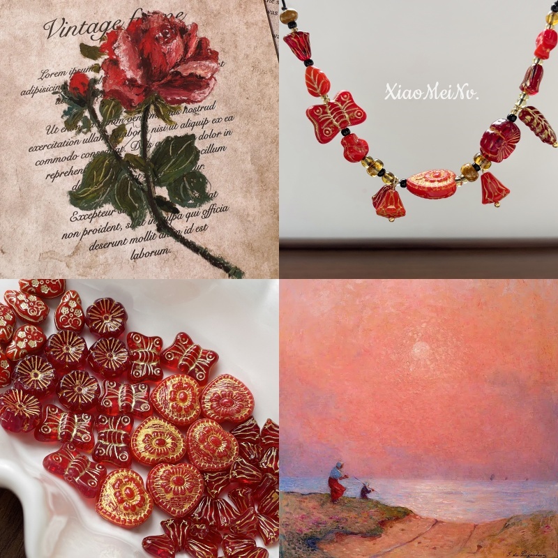 【玫瑰庄园】红色系布拉格琉璃珠子散珠diy编织手链串珠配件材料