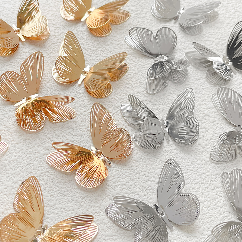 镂空保色蝴蝶串珠挂件铜镀真金