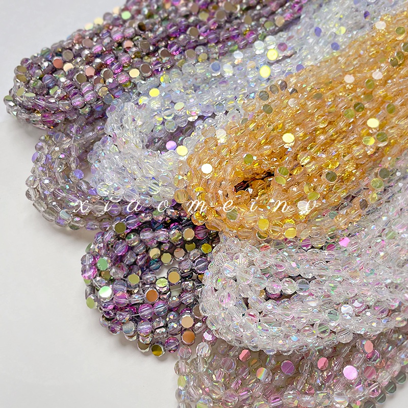 6mm ins风切角镀AB幻彩梦幻晶石扁圆混色玻璃diy手工超闪手链串珠