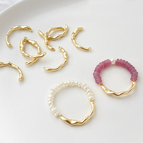 半圈树枝戒指珍珠圈铜镀真金配件