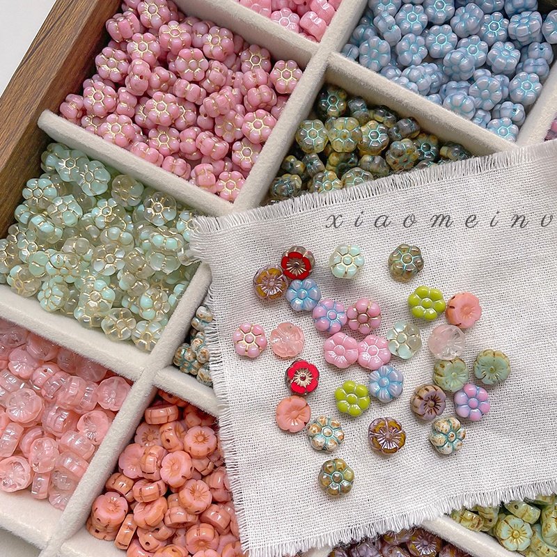 进口捷克琉璃夏威夷花复古毕加索串珠花朵散珠diy手工链饰品配件
