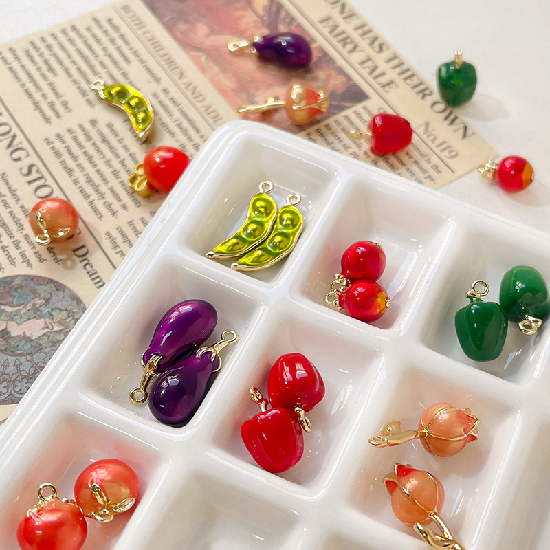 茄子桃子水果吊坠合金饰品配件