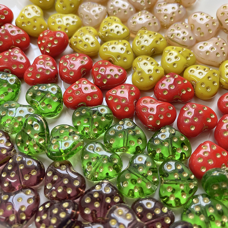 布拉格琉璃爱心复古波点珠子散珠diy手作手链项链串珠手机链配件