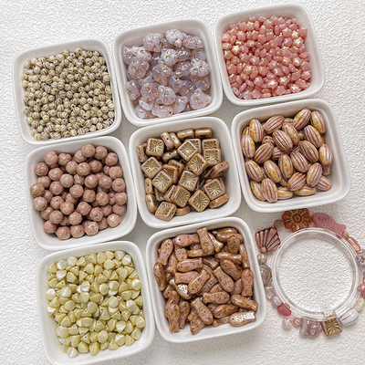 式复古感描金捷克珠琉璃饰品配件