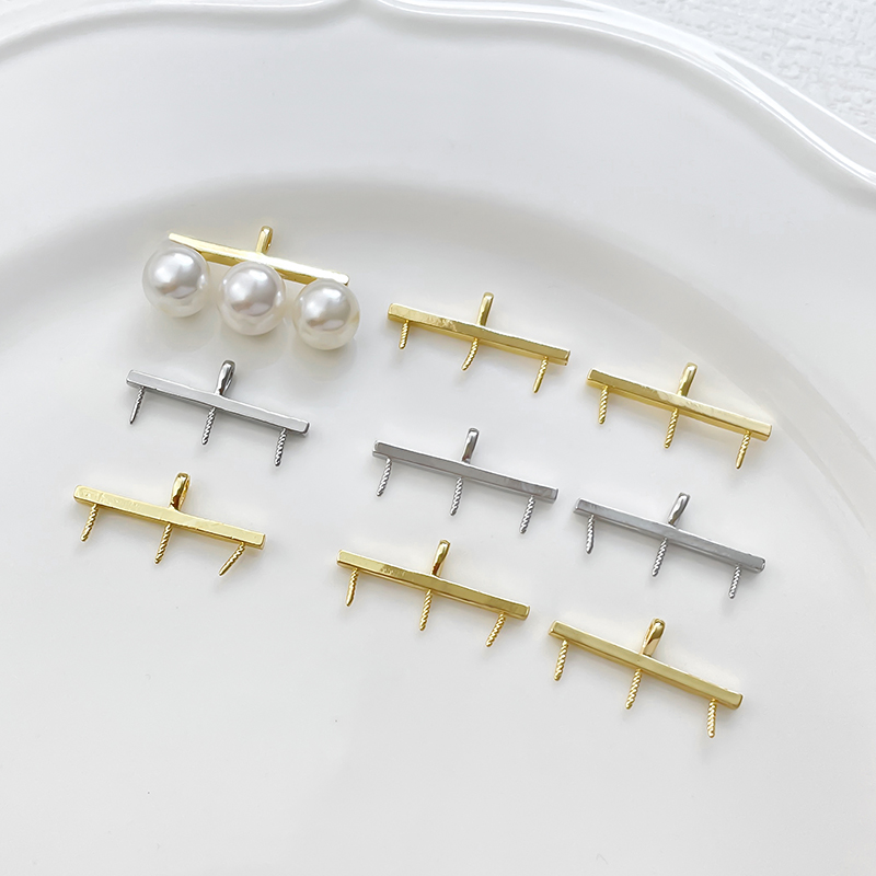 平衡木珍珠项坠铜包金饰品配件