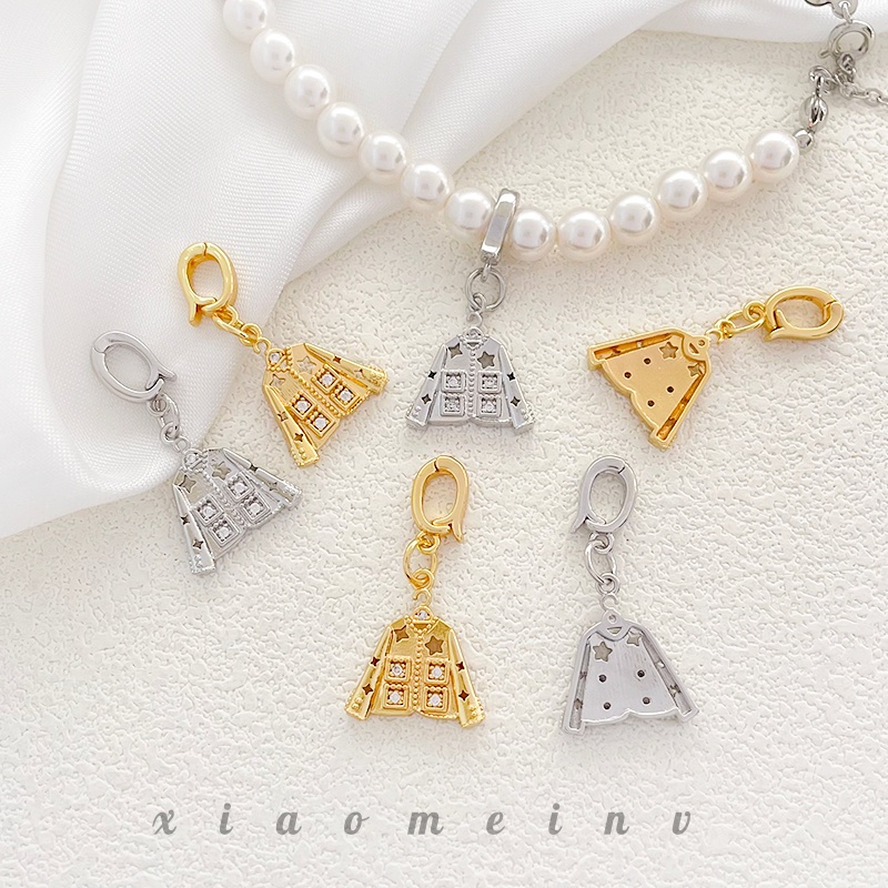 铜镀真金18k镶嵌锆石镂空星星上衣趣味挂件diy手工饰品配件串饰