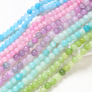 仿玉石琉璃直孔圆珠散珠串珠DIY手工饰品手链项链耳饰配件材料