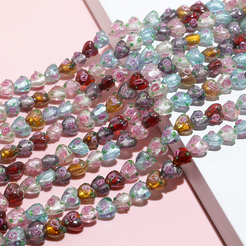 ins爱心串珠琉璃手工饰品材料