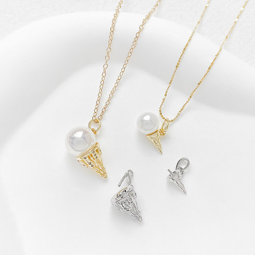 冰淇淋甜筒吊坠铜镀真金饰品配件