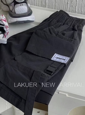 童装实体店断码现货捡漏品牌LAKUER拉酷儿MC65026黑色工装中裤