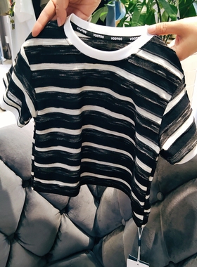 小童品牌VOOTOO童装实体店断码捡漏薄款条纹短袖T恤M83080
