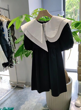 XISHUO夕说XS10517大翻领短袖连衣裙童装实体店现货奕佳潮童馆