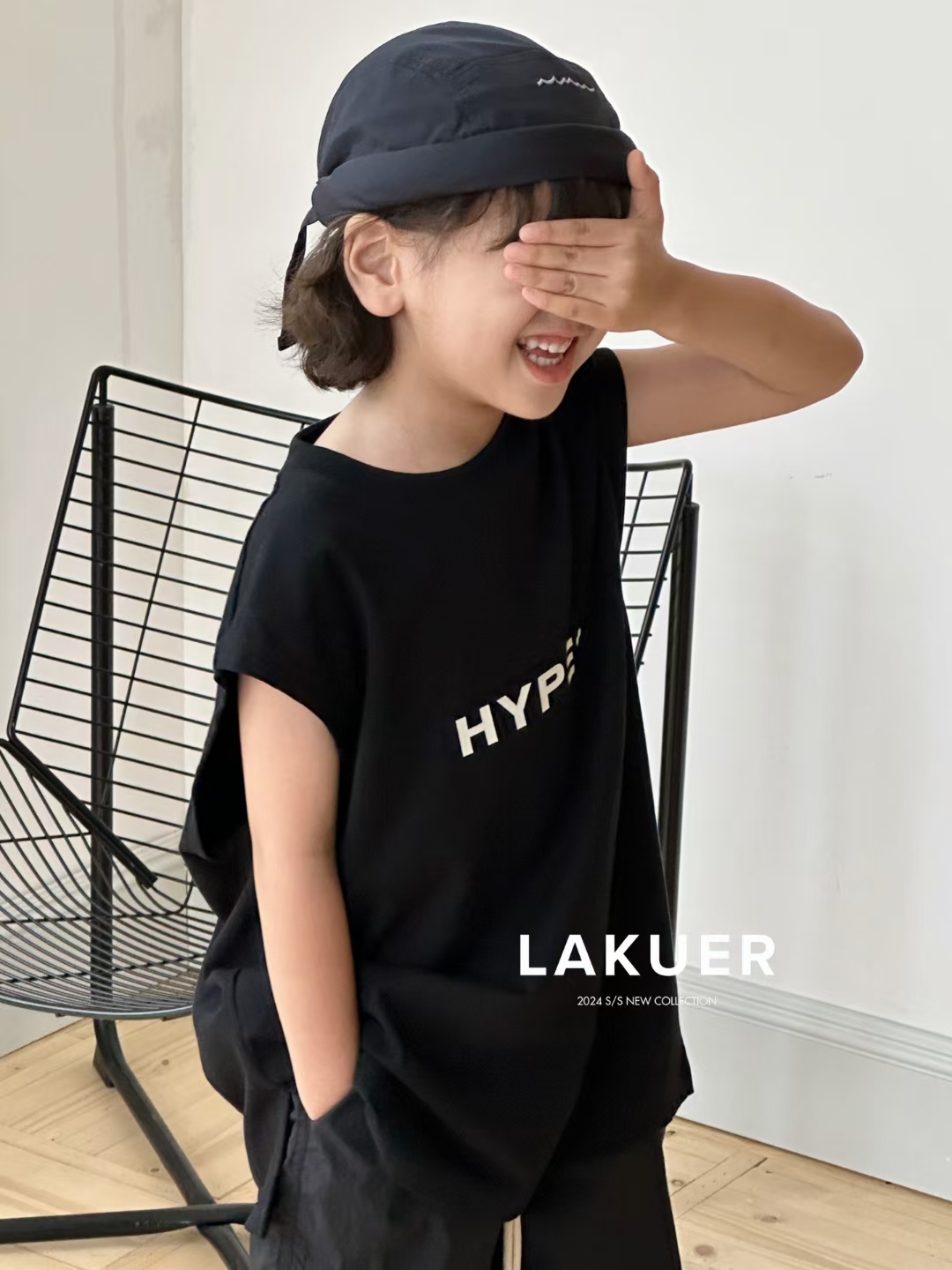 拉酷兒LAKUER品牌童裝實體店斷碼撿漏夏款休閑字母背心LRX6540