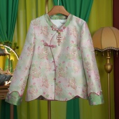 醒狮带钢印对襟桑蚕丝织金国风外套中式 李德喜· 上衣 闲庭序