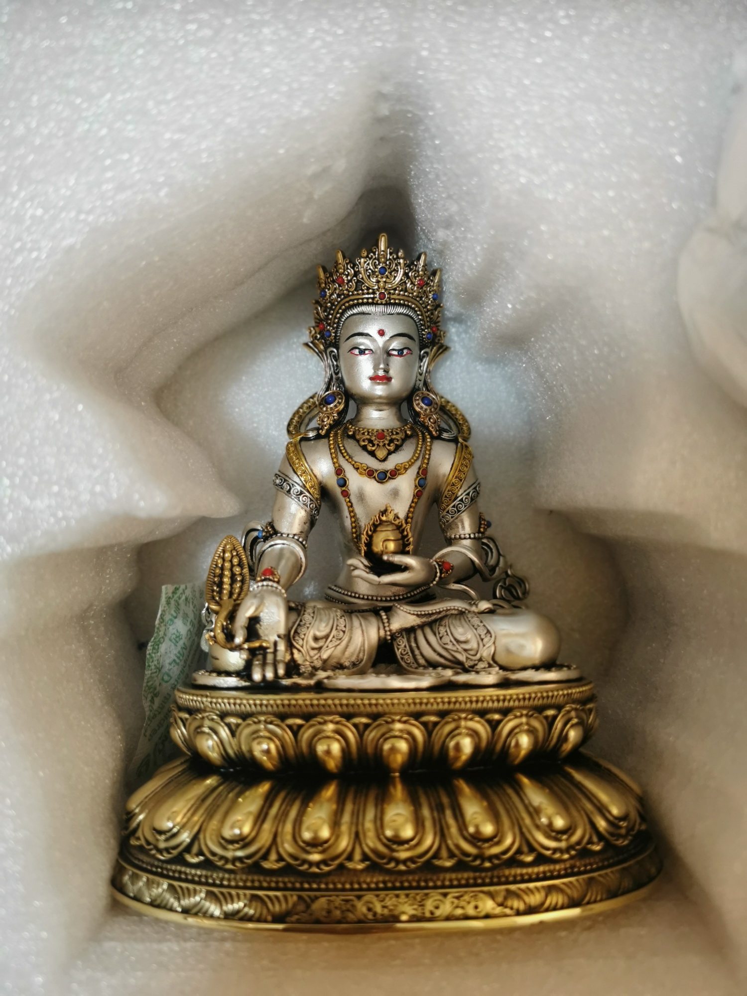 精品白铜鎏银黄铜鎏金工艺五寸地藏佛桌面臻品摆件