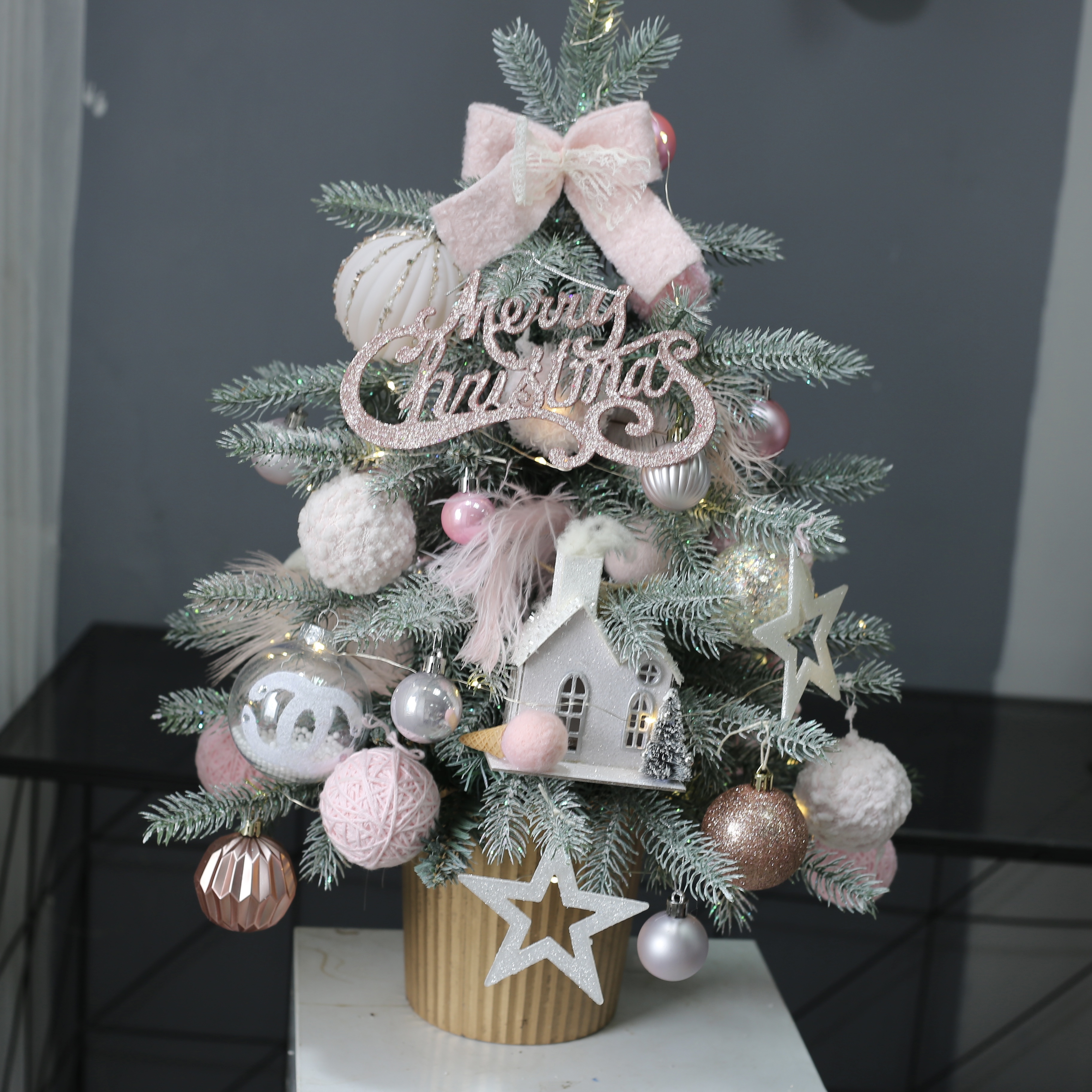 简一仿真诺贝圣诞树摆件礼物diy