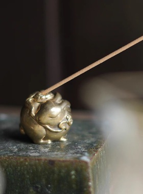 四喜器物甄选精品可爱复古纯铜小兔子线香插如意灵芝茶宠礼盒