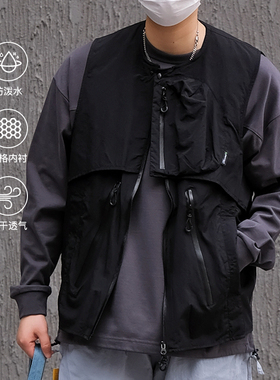 TINGOPLANET2025新款春季薄款男工装机能风休闲马甲多口袋轻量化